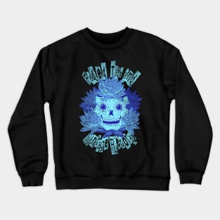 Faded Tats and Vintage Records. Worn/distressed neon blue, retro skull design. Crewneck Sweatshirt